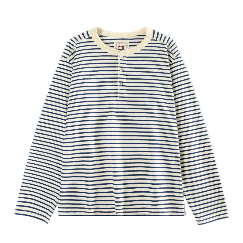 Striped Long-Sleeve Henley Shirt
