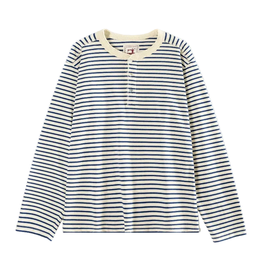 Striped Long-Sleeve Henley Shirt